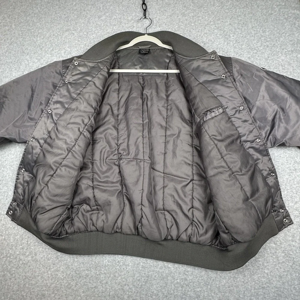 Pro Champ LOS ANGELES Satin Spirit Bomber Jacket Gray‎ XL Insulated Varsity